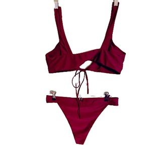 NWOT Burgundy 2 Piece Brazilian Cut Bikini